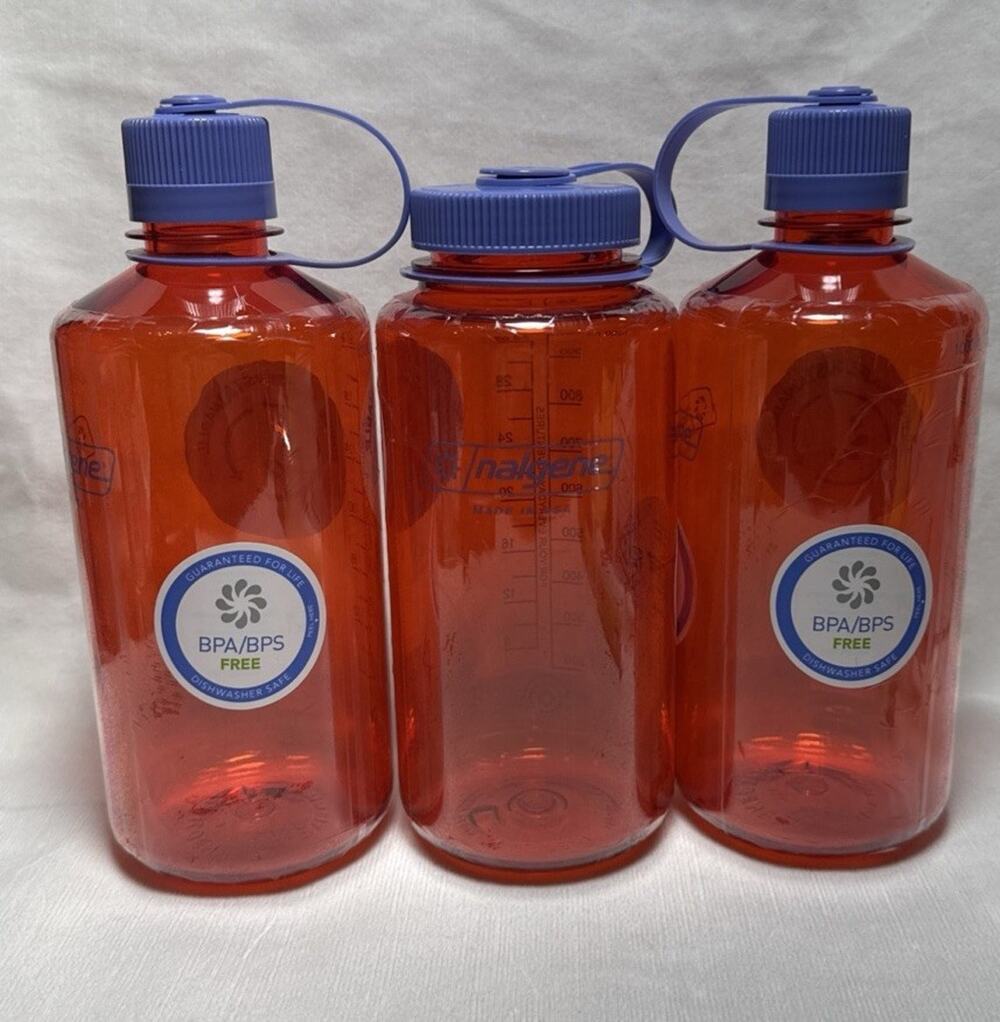 Lot Of 3 Nalgene 32 oz Marmalade Orange Sustain Water Bottles